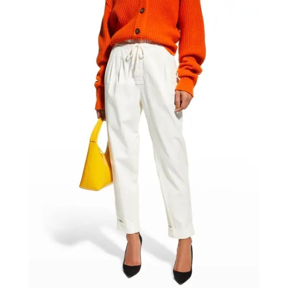 Alice + Olivia Liliana Cuffed Paperbag Pants White Size Small